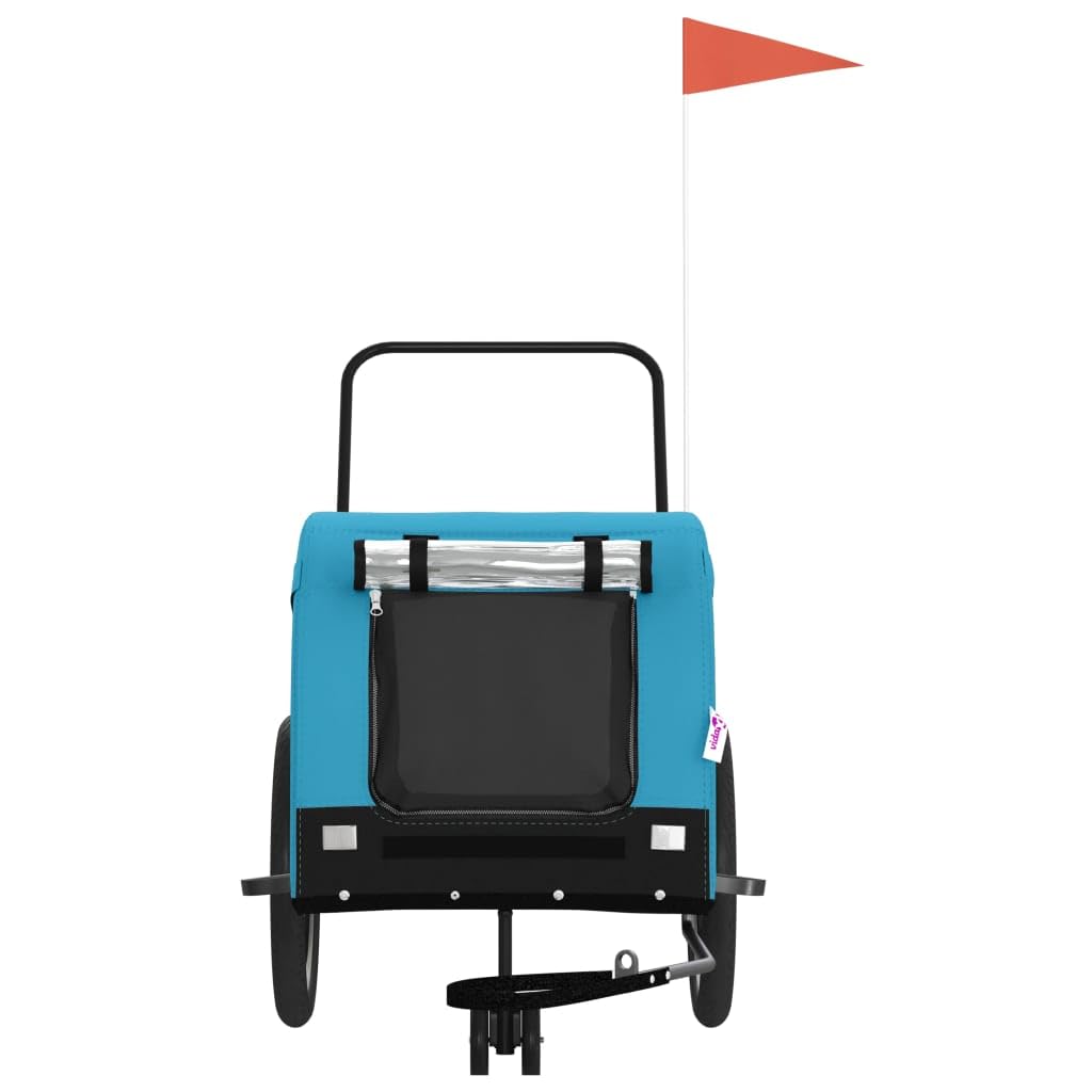 Hundebuggy Fahrradanhänger Blau Schwarz Oxford-Gewebe Eisen 45 kg Klappbar Gassi Gleiter Outdoor Tiertransport
