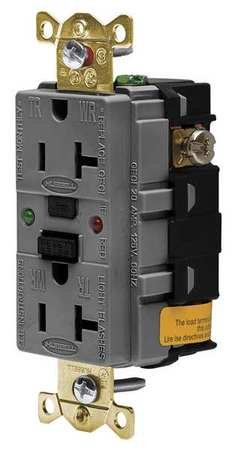 GFCI Receptacle, 20A, 125VAC, 5-20R, Gray