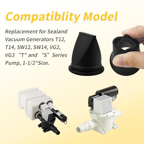 Image of 4-Pack 385310076 Duckbill Valve Kit, Compatible with Dometic Sealand VacuFlush S T Series Pumps, S12D S24D S32D T12 T24 T32, 1-1 /2 Inch Black Rubber Replacement Parts