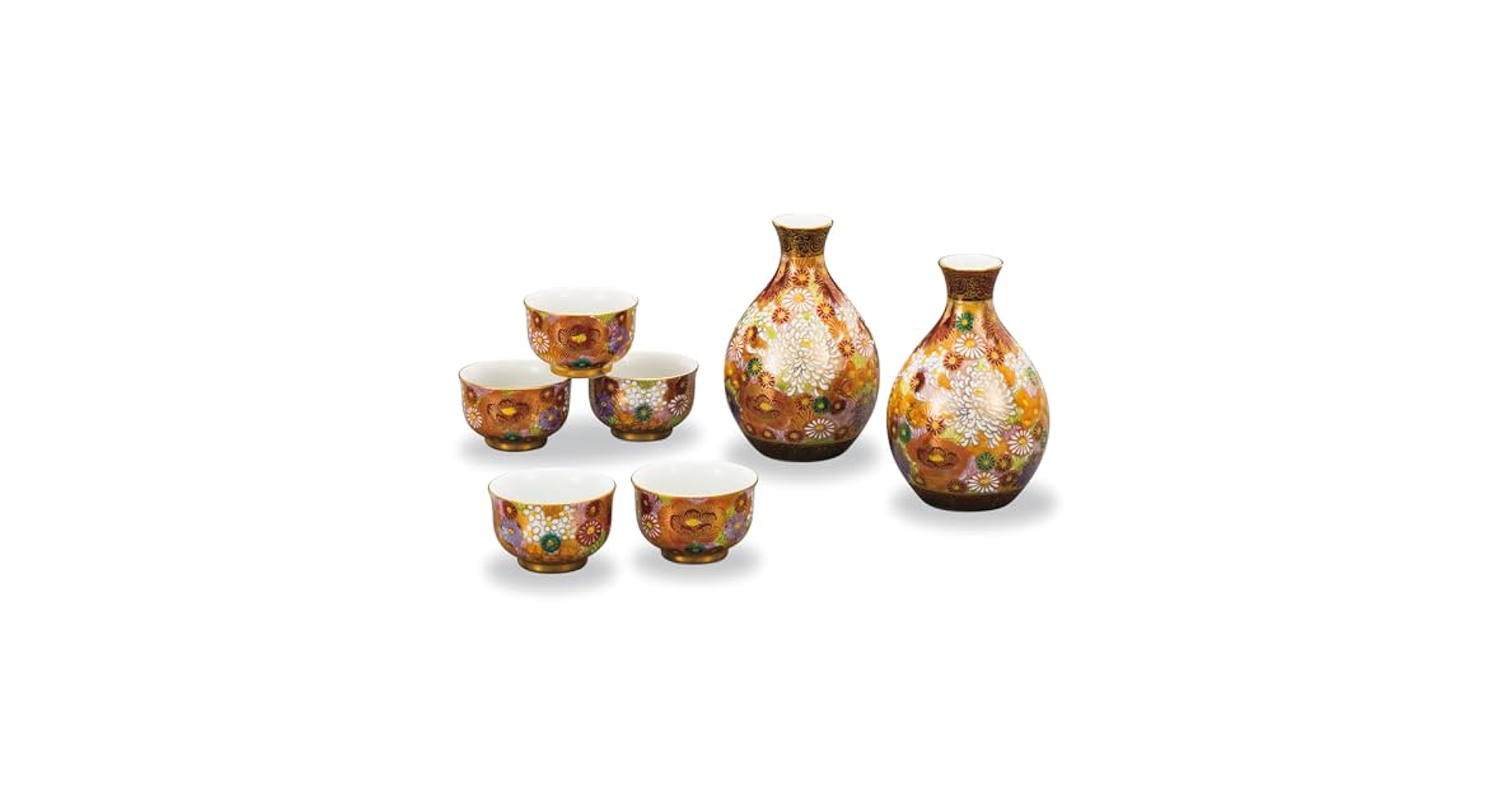 九谷焼 酒器 12点 Amazon.co.jp: 九谷焼九谷 庄三/九谷 祥弘 酒器セット 金彩《お
