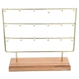 VILLCASE Soporte Expositor de Joyas de Hierro y Madera con Ganchos Ajustables para Pendientes Pulseras y Collares Organizador Estable para Venta y Exhibición Tiendas y Eventos
