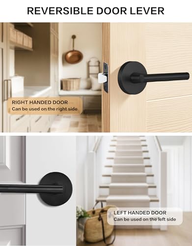 Image of Lethato Matte Black Passage Door Handles, Closet Door Handles Black,Matte Black Dummy Closet Handle, Black Door Handle Passage for Closet /Hallway(2 Packs)