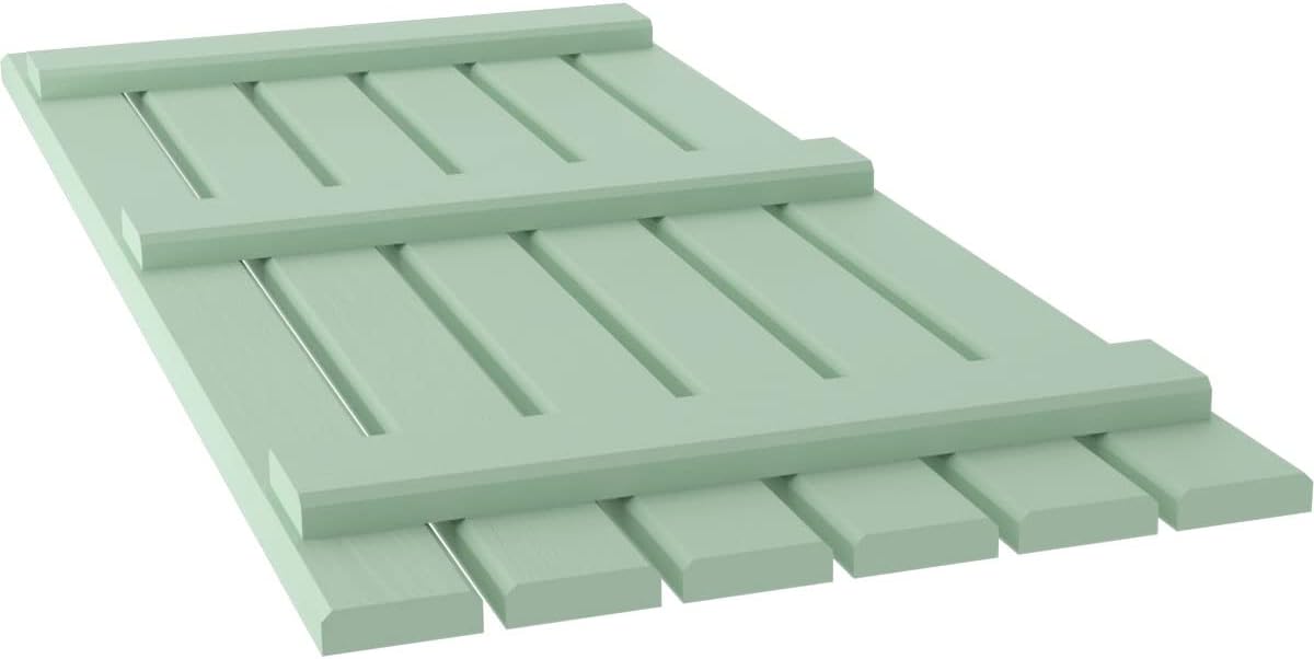 Ekena Millwork ARW401SB623X84SGH Americraft Six 3 Exterior Real Wood Spaced Board-n-Batten Shutters (Per Pair), Seaglass