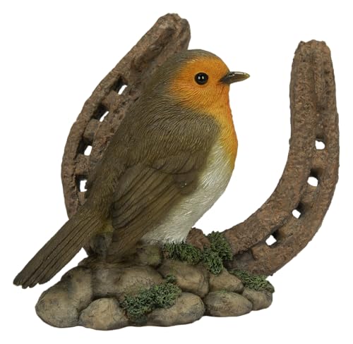 Rouge-gorge sur fer à cheval figurine pour terrasse et balcon - 2