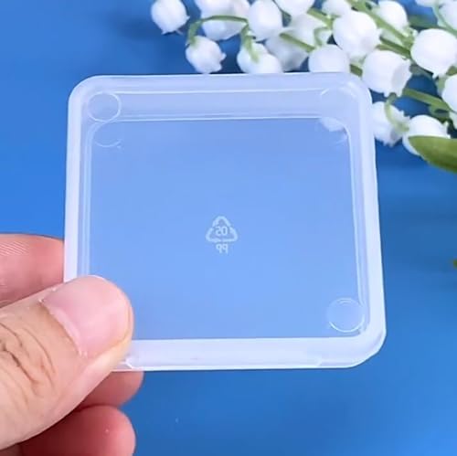 Image of Square Clear Craft Supply Case (2.13 x 2.13 x 0.47 Inches), 12 Pack Plastic Storage Containers with Lids, Square Bead Organizers for Beads, Earplugs, Pins, Small Items etc