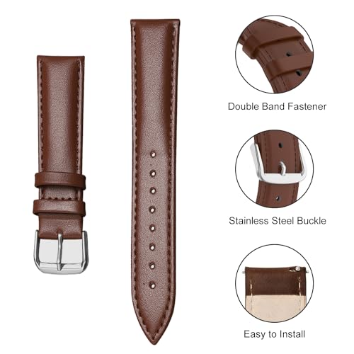 Lzwldan Leather Watch Bands Compatible with FITVII Slim/Amzhero D26 Fitness Tracker,Soft Genuine Leather Replacement Wristband for KALINCO Slim/MorePro HM08 Fitness 1.47 inch Watch for Women Men