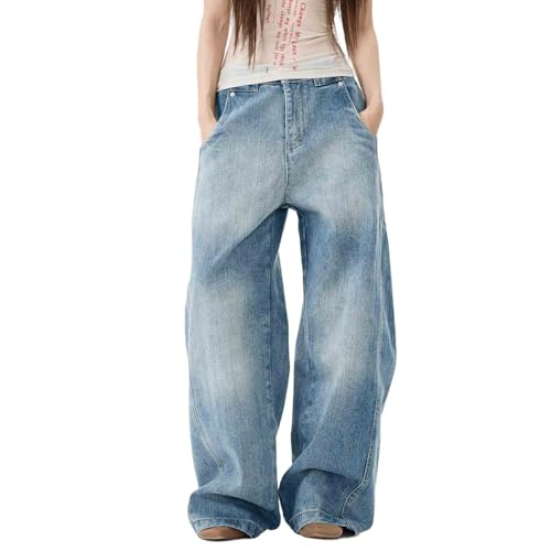 Unisex Retro Bamboo Striped Curved Knife Pants, Loose Casual Denim Wide Leg Pants, Couple Pants