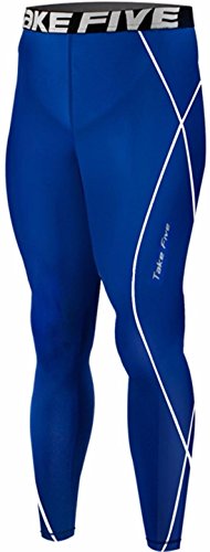 JustOneStyle New 054 Skin Tights Compression Leggings Base Layer Blue Running Pants Mens