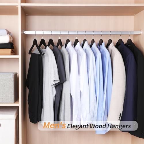 Image of Amazon Basics Wood Suit Clothes Hangers for Closet Organizer, Black, 30-Pack