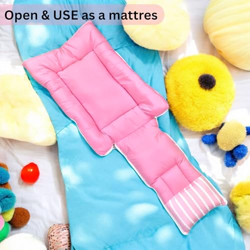 Image of VoiDrop Cotton Baby Sleeping Bag for Newborns Soft & Cozy Infant Carry Nest | Baby Portable Travelling Bed for Baby Carrying & co Sleeping, Unisex Baby Sleeping Bed | Stripe Print in Pink Color