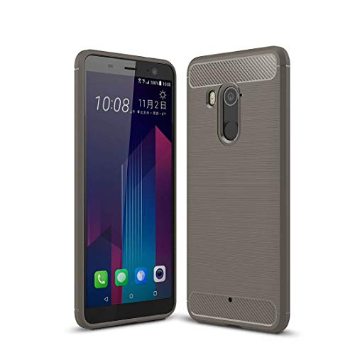 GUODONG Carcasa de telefono for HTC U11 + Funda Protectora de TPU a Prueba de Golpes de Fibra de Carbono con Textura cepillada (Negro) Funda Trasera para Smartphone (Color : Grey)