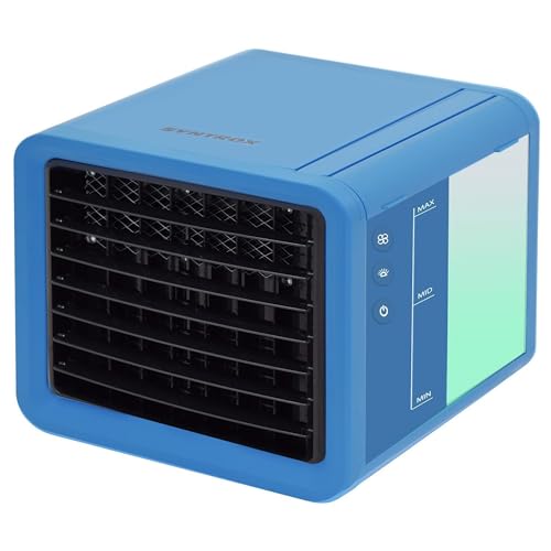 Syntrox Mini Luftkühler mit Wasserkühlung Trivaria | Verdunstungskühler, Luftbefeuchter, Lufterfrischer, USB-Anschluss, Sommerkühlung, Camping-Luftkühler (Blau-Weiß) Syntrox Mini Luftkühler mit Wasserkühlung Trivaria | Verdunstungskühler, Luftbefeuchter, Lufterfrischer, USB-Anschluss, Sommerkühlung, Camping-Luftkühler (Blau-Weiß)