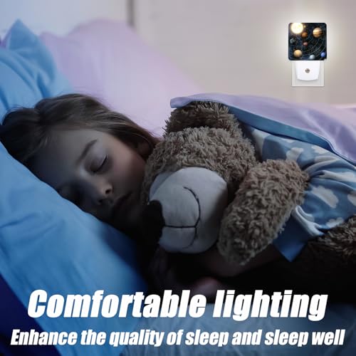 Image of Planet Night Light,Space Nightlight Plug into Wall,LED Lamp,Suitable for Bedrooms,Kitchens,Toilets,Etc.Auto Sensor Dusk to Dawn,Energy-Saving