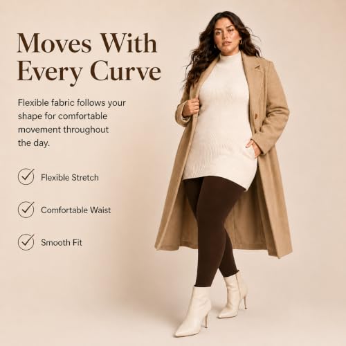 Image of DancMolly Plus Size Fleece Lined Tights Winter Warm Womens Tights, High Waisted Opaque Pantyhose
