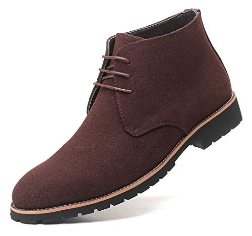 Santimon Santimon Mens Suede Boots Casual Oxfords Ankle Desert Combat Boots Lace-up Dress Shoes Brown 8 US