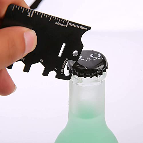 Rangwell NX Multi-Function Credit Card Tool and Key-Ring Tool Set Sleek Stainless Steel Wallet Card Hand Tools Multi Tools Bottle Opener kit/Wallet Ninja 18 in 1 Multi-purpose Pocket Tool (Black) 6 41fTJCWG+LL