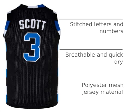 Mens Basketball Jersey #3 Lucas Scott Movie Sports Jersey Shirts Black (Black,Medium) by CNALLAR - Used condition - Image 4