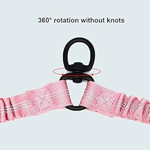Pet Double Dog Leash, Comfortable Shock Absorbing Reflective Bungee Lead Walk 2 Dogs with Ease, 360° Swivel No Tangle Double Dog Walking &Training Leash, Dual Dog Leash Accessory (Pink)