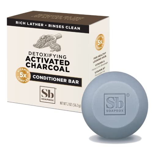 Soapbox Hair Conditioner Bar With Activated Charcoal To Detox & Refresh Dry, Damaged Hair - 2Oz Solid Conditioner, Low Plastic, Vegan, Sulfate & Paraben Free Hair Care #TOP8
