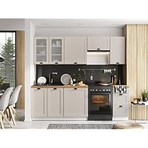 Landhausküche Adele Küchenzeile Einbauküche 240 cm, 7-teilig mit SoftClose Schubladen