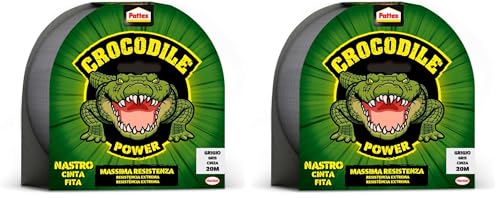 Cinta adhesiva con fuerte poder de pegado Pattex Crocodile gris y resistente al agua de 20m