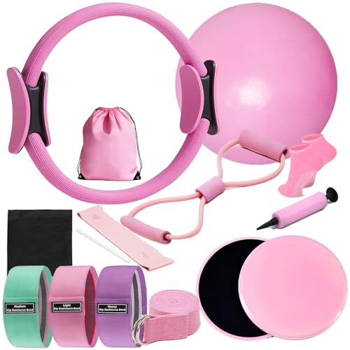 Pilates Kit for Home Workouts, Pilates Essential Kit 12-Piece -Home Pilates Workout Kit for Women with 12.6”Magic Circle, 9.8” Yoga Ball & 6 Resistance Bands for Stretching at Home Gym & Studio - image 1