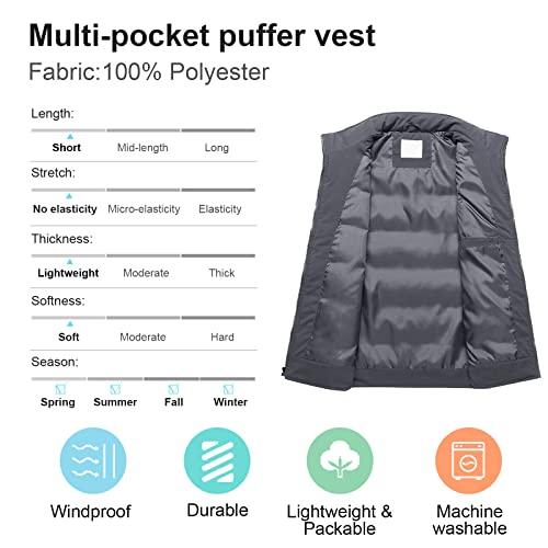 Chrisuno Men's Winter Vest Packable Insulated Puffer Vest Outerwear Warm Sleeveless Jacket For Golf Running Grey Xl #TOP3