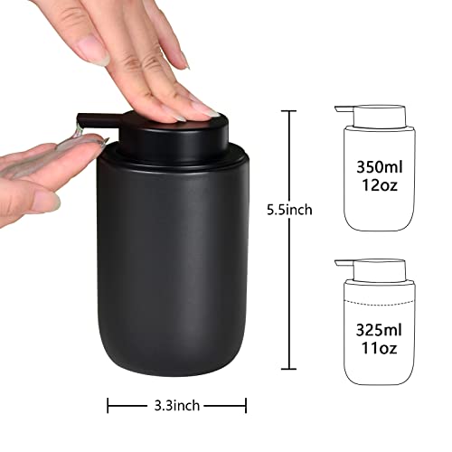 BosilunLife Black Soap Dispenser Set - 2 Pack 12oz Ceramic Dish Soap Dispenser with Rust Proof Pump for Kitchen, Hand Soap and Lotion Set Suitable for Farmhouse Bathroom Decor with Waterproof Labels by BosilunLife - Image 3