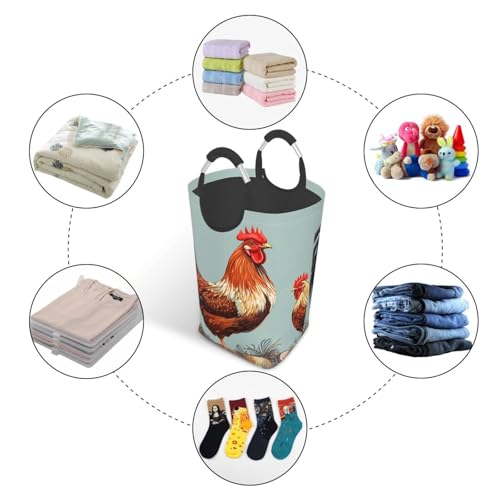 Panier à linge pliable autonome à motif poule pour la salle de bain - 5