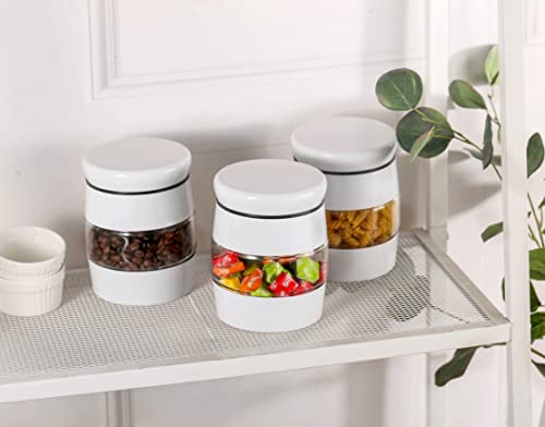 Royal Cuisine glass storage jars canister storage containers tea coffee sugar set 3pcs (White) - Image 4
