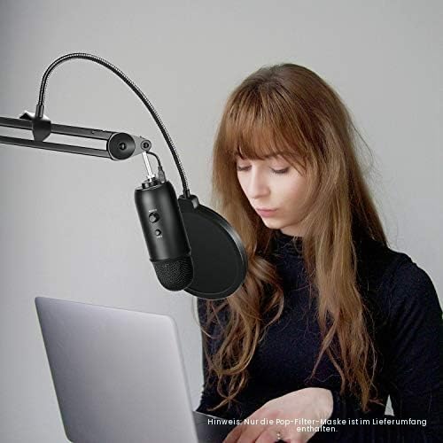 NEEWER Professioneller Mikrofon Popfilter kompatibel mit Blue Yeti und allen anderen Mikrofonen, zweilagiger Windschutz mit flexiblem 360 Grad Schwanenhalsclip Stabilisierungsarm