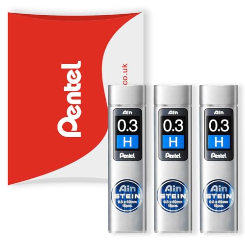 Pentel Ain Stein Mechanical Refill Leads - for Automatic/Mechanical Pencils - in Pentel Pillow Packaging (0.3mm H, Pack of 3)