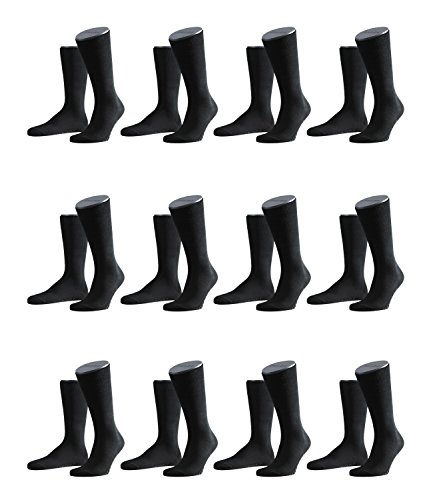 FALKE Herren Family Socken Strümpfe 14645 12er Pack, Sockengröße:43-46;Artikel:14645-3000 black