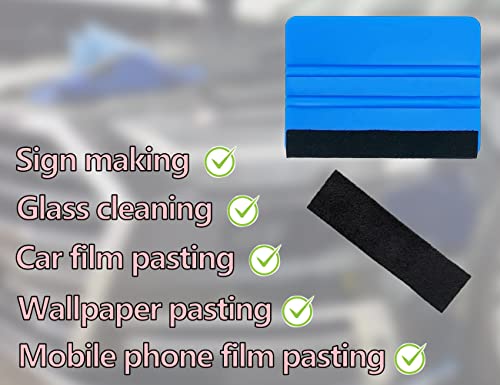 ZoeTekway Kunststoff Folienrakel mit Filzkante Folierungs Werkzeug Rakel Für Folie Scheibentönungsfolie Auto Folierung (Kommt mit einem austauschbaren Vlies)