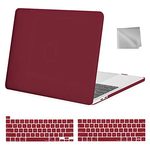 MOSISO MacBook Pro 13 inch Case 2020 2019 2018 2017 2016 Release A2289 A2251 A2159 A1989 A1706 A1708, Plastic Hard Shell&Keyboard Cover&Wipe Cloth Compatible with MacBook Pro 13 inch, Wine Red