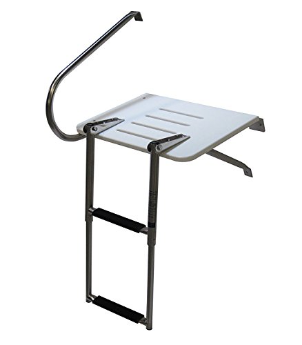 Pactrade Marine Boat Universal Swim Over Platform Mount Telescopic Ladder 2 Step in/Outboard One Rail