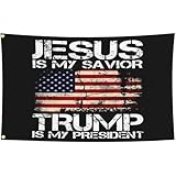Shuitouk Trump 2025 Flag 3x5 Ft Outdoor Jesus is My Savior Tump is My President Flag Patriotic President Tump American Flags for Outside Yard Bedroom Room House Decorations Banner