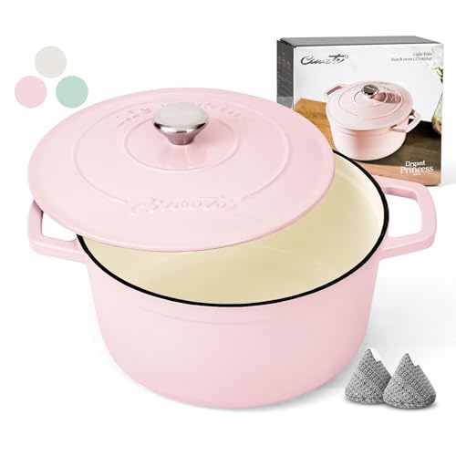 Ciwete 6 QT Enameled Cast Iron Dutch Oven Pink