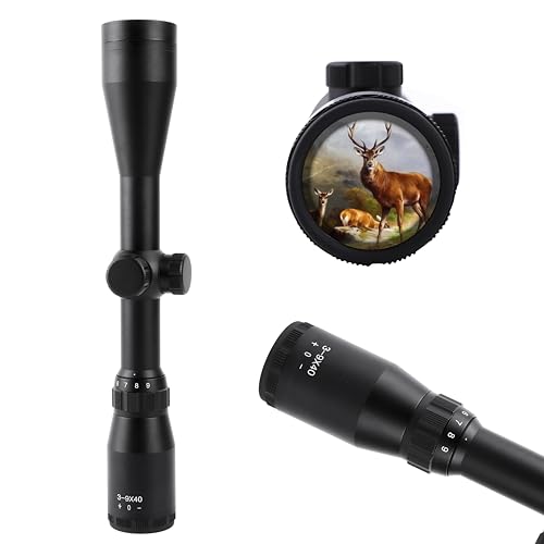 3-9x40 Rifle Scope with R4 Reticle, 20mm Mounts Included - Waterproof Fogproof Multi-Coated Lens for Hunting & Target Shooting