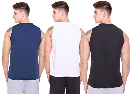 Image of Sleeveless Vest for Men || Tank Top Sando || Workout Tshirts || Sports Vest || Goa Beach Wear Swimming T-Shirt || Running Tops || Gym Vest for Men || Pack of 3 ||
