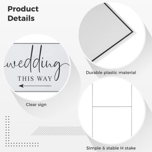 BATTIPAW Wedding Direction Arrow Signs, 3 Packs Wedding This Way Plastic Signs with H Stakes, Double-Sided Printed Arrows Wedding Signs, Wedding Directional Arrow Lawn/Yard Signs Decorations, 18x12in
