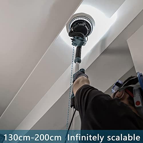 XYEJL Electric Drywall Sander, with Vacuum Rotary and Detachable Dust Shroud with Variable Speed and LED Light, 20 Sand Pad, for Up to the Wall Sanding,220V