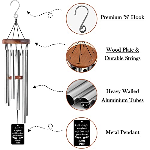 Image of Personalized Custom Wind Chimes Memorial Gift for Loss of Loved One Mother Dad Mom Dog Pets Customized Outdoor Sympathy Wind Chimes with Photo Text