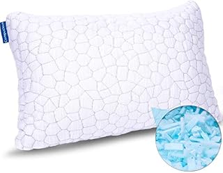 CompuClever Shredded Memory Foam Pillows for Sleeping Cooling Bed Pillow with Adjustable Loft Hypoallergenic Bed Pillows for Side and Back Sleepers Washable Removable Derived Rayon Cover (1-Pack)