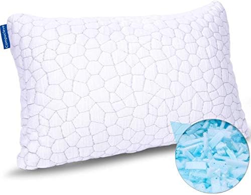 CompuClever Shredded Memory Foam Pillows for Sleeping Cooling Bed Pillow with Adjustable Loft Hypoallergenic Bed Pillows for Side and Back Sleepers Washable Removable Derived Rayon Cover (1-Pack)