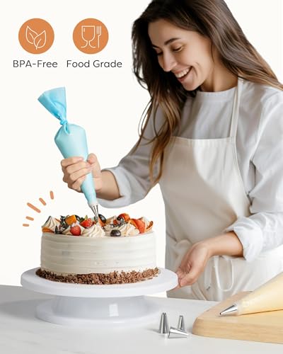 121pcs Cake Decorating Kit, Cake Decorating Supplies with Cake Turntable for Decorating,Pastry Piping Bag,Russian Piping Tips Baking Tools, Cake Baking Supplies for Beginners - Image 6