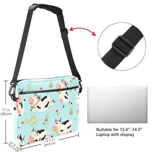 Maletín bandolera Happy Cows para laptop de 13 a 14.5 pulgadas multicolor 6