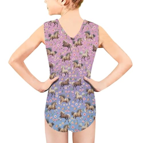 Image of Girls Cartoon Pattern One-Piece Swimsuits Sport Racer Swimwear Beach Bathing Suit, Size 5-14