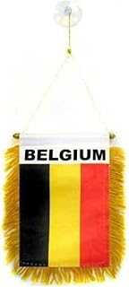 AZ FLAG Belgium Mini Banner 6'' x 4'' - Belgian Pennant 15 x 10 cm - Mini Banners 4x6 inch Suction Cup Hanger