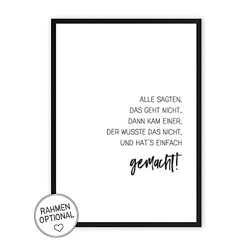 Geht nicht? Doch! - Kunstdruck auf wunderbarem Hahnemühle Papier DIN A4 -ohne Rahmen- schwarz-weißes Bild Poster zur Deko im Büro/Wohnung/als Geschenk Mitbringsel zum Geburtstag etc.